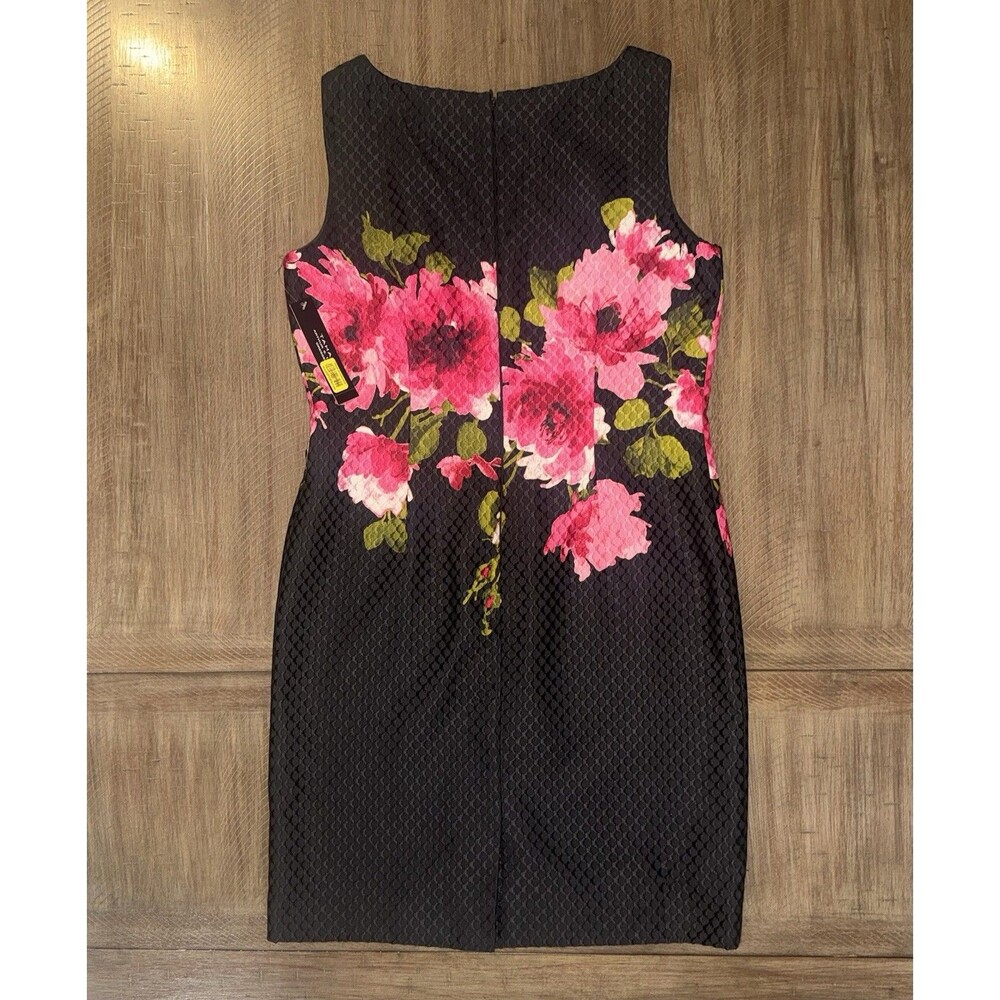NWT Tahari Arthur S Levine Black Floral Sleeveless Sheath Dress Size 10 NEW $128 - Picture 13 of 15